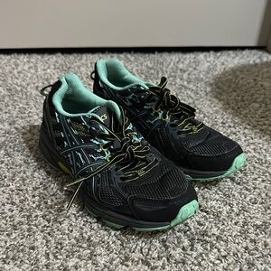 Asics Black and Mint Athletic Shoes